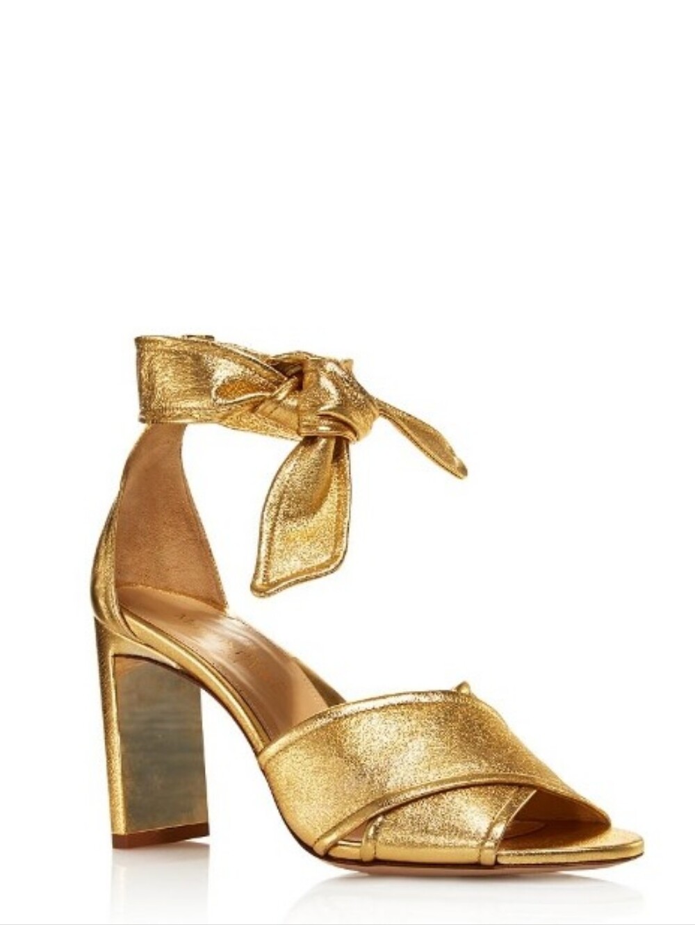 Marion Parke Leah Gold Leather Ankle-Tie High Heel Sandal